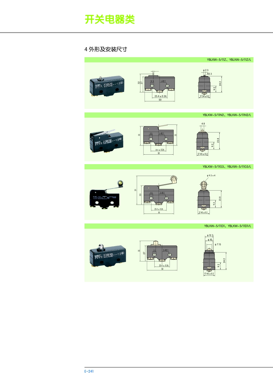 YBLXW-5-11(Z15G)系列微动开关_第3页