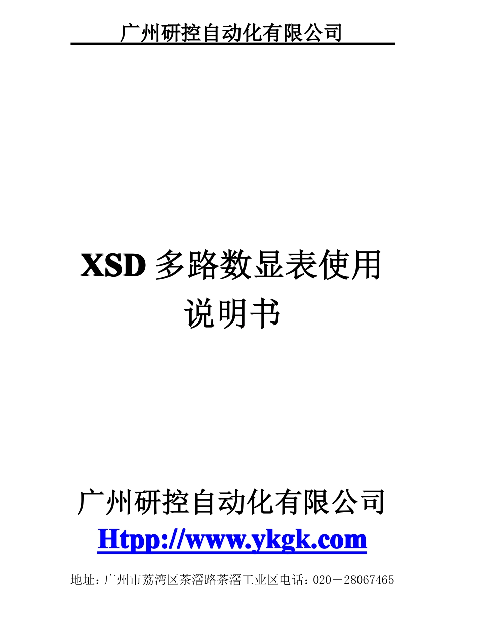 XSD多通道仪表使用说明书_第1页