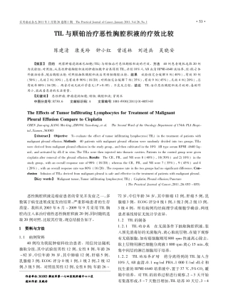 TIL与顺铂治疗恶性胸腔积液的疗效比较