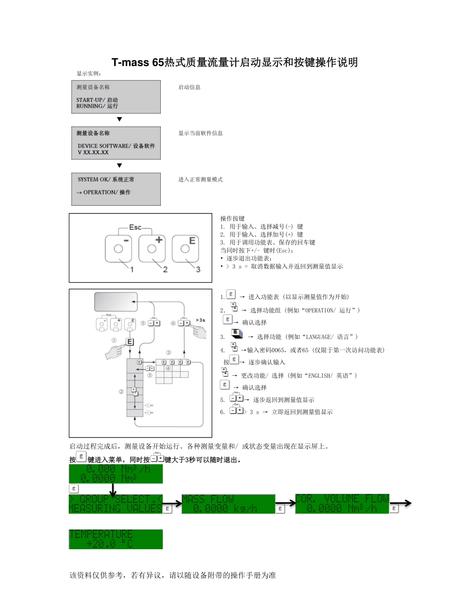 T-mass热式质量流量计简明操作手册_第2页