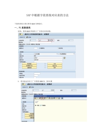 SAP中根据字段查找对应表