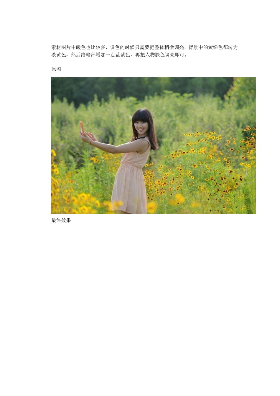 PS给野花中的美女加上纯美淡黄色_第1页