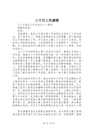 三个月工作感想