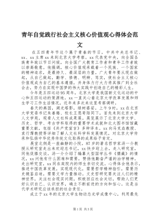 青年自觉践行社会主义核心价值观心得体会范文