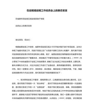 在巡视组巡视工作动员会上的表态发言 