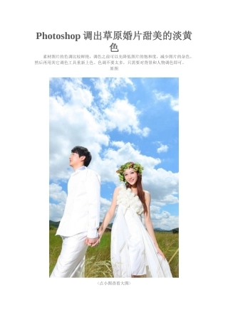 Photoshop调出草原婚片甜美的淡黄色