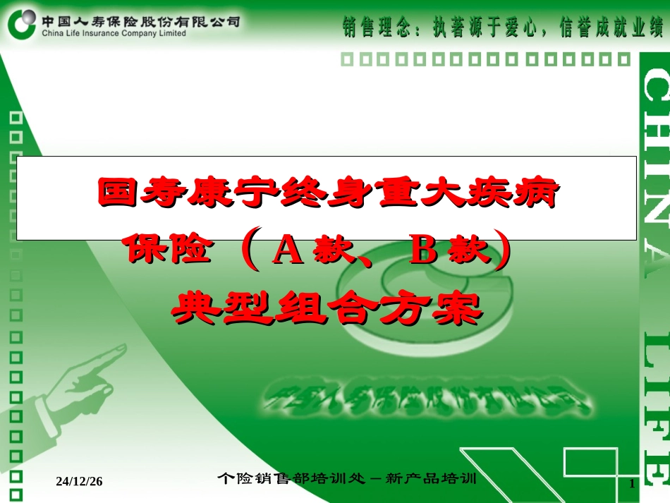 K03康宁终身重大疾病保险典型组合方案_第1页