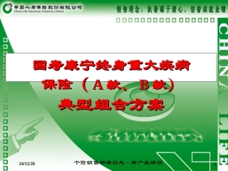 K03康宁终身重大疾病保险典型组合方案