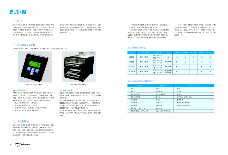 IQ200系列电力测量仪表_第2页