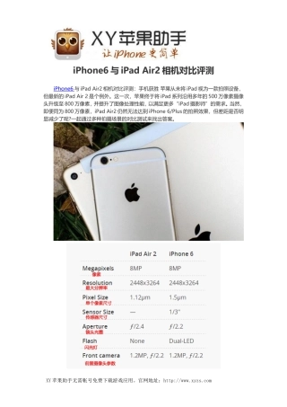 iPhone6与iPad Air2相机对比评测