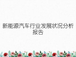 新能源汽车行业发展状况分析报告