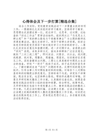 心得体会及下一步打算[精选合集]