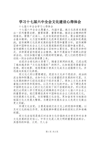 学习十七届六中全会文化建设心得体会