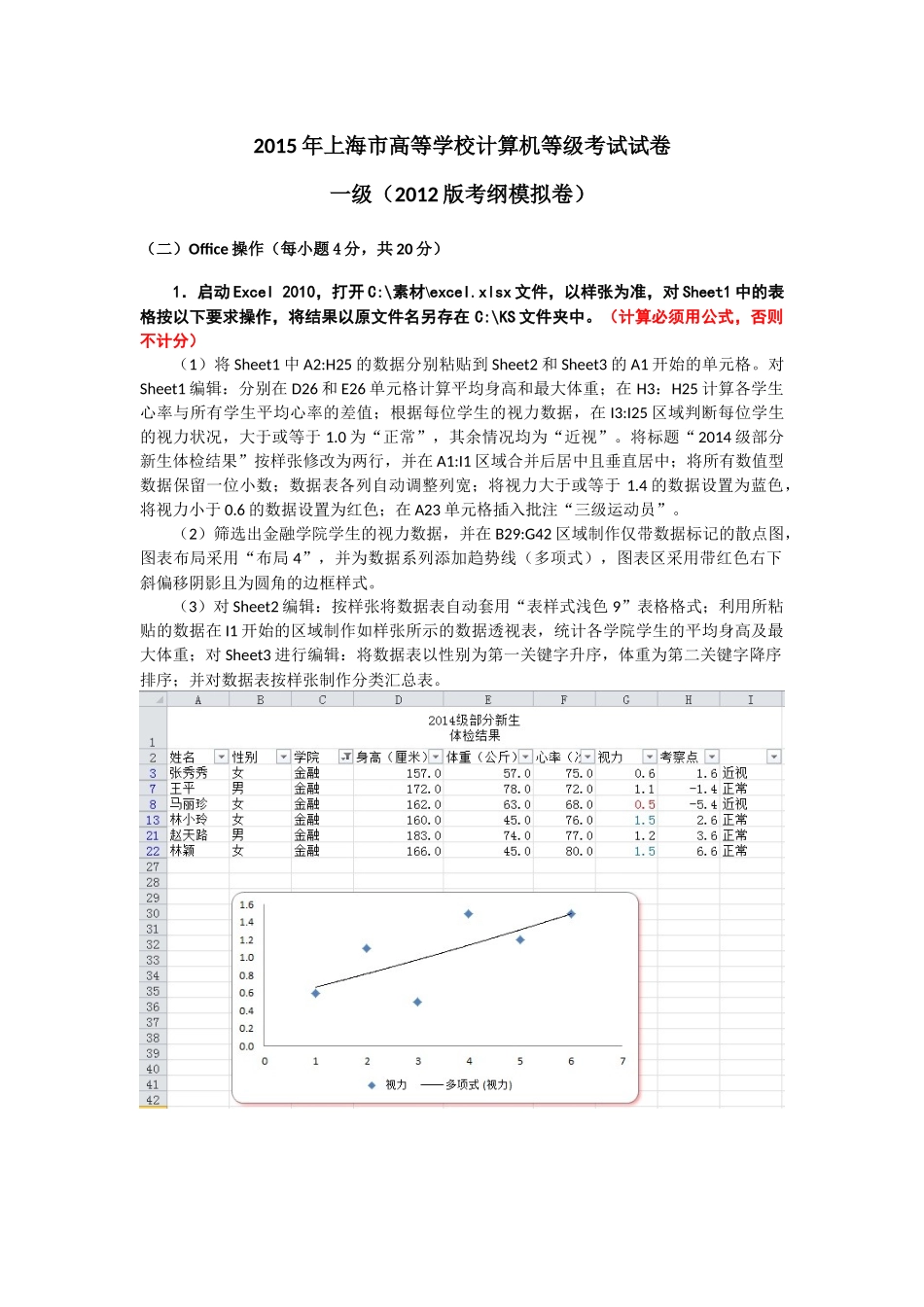 Excel 真题及操作参考_第1页