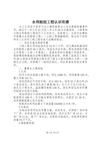 水利枢纽工程认识有感