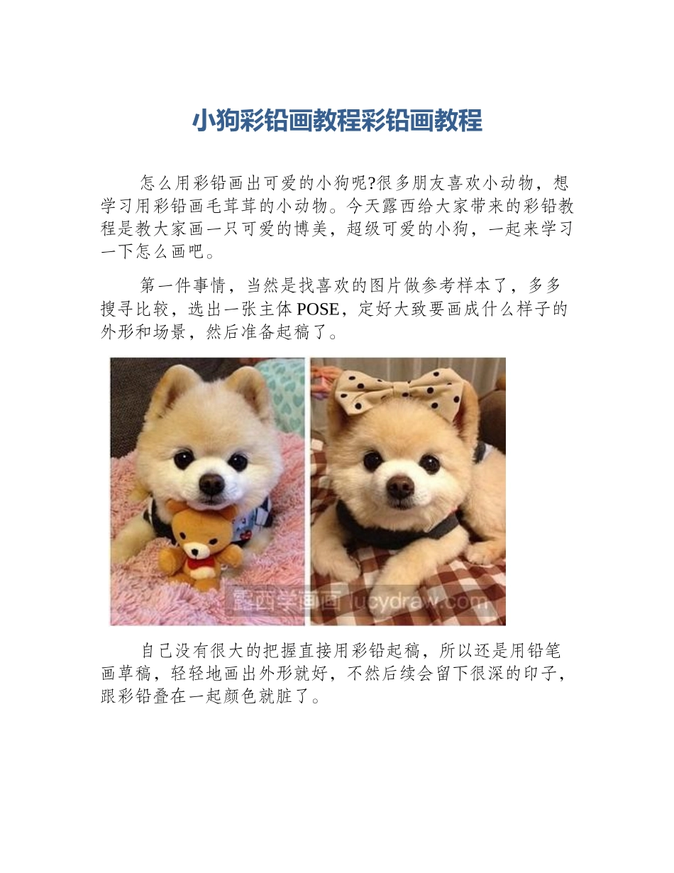 小狗彩铅画教程彩铅画教程_第1页