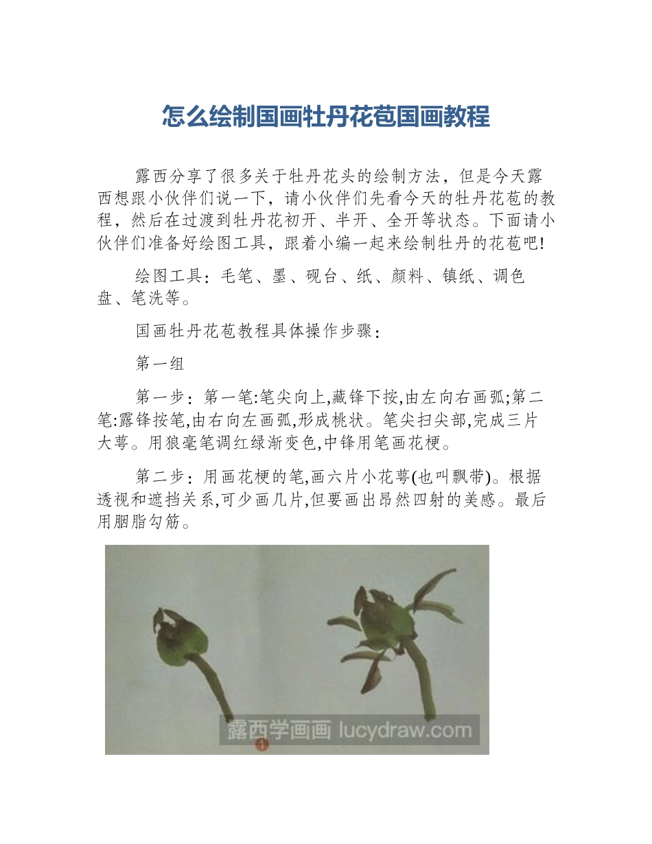 怎么绘制国画牡丹花苞国画教程_第1页