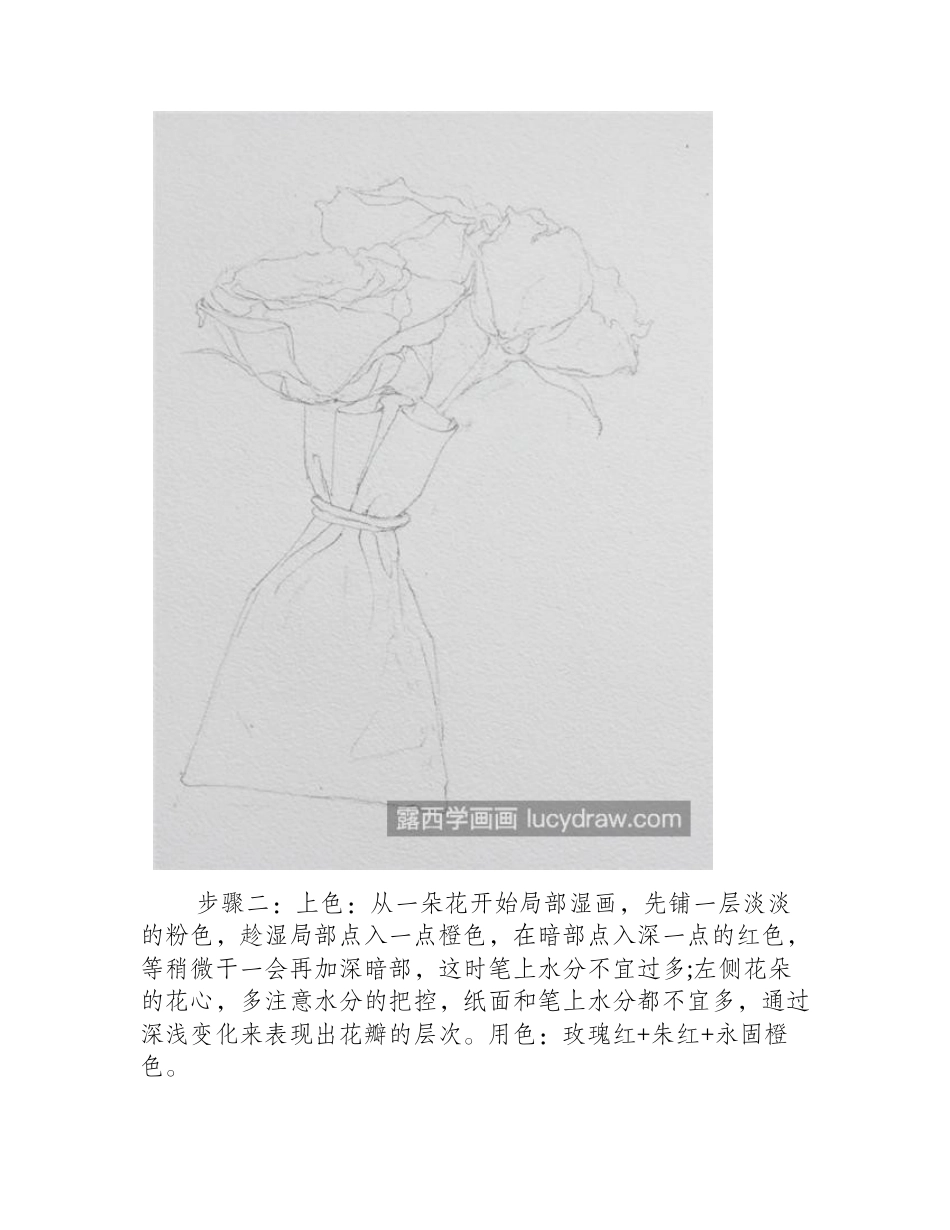 一束玫瑰花怎么画_红玫瑰水彩画步骤有几步_水彩画教程_第2页