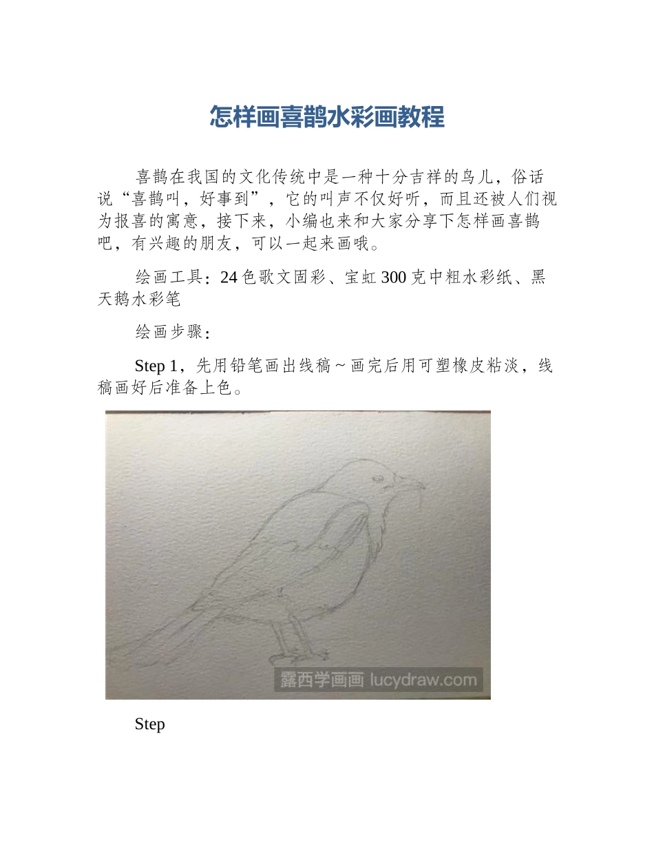 怎样画喜鹊水彩画教程_第1页