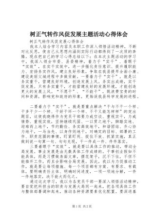 树正气转作风促发展主题活动心得体会
