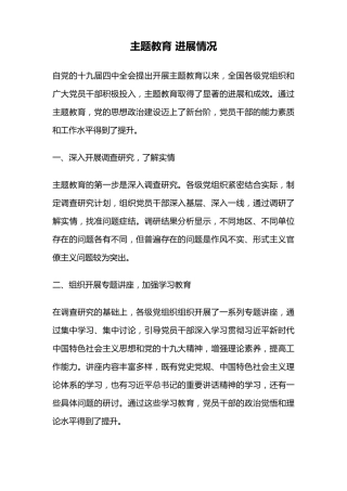 主题教育 进展情况 