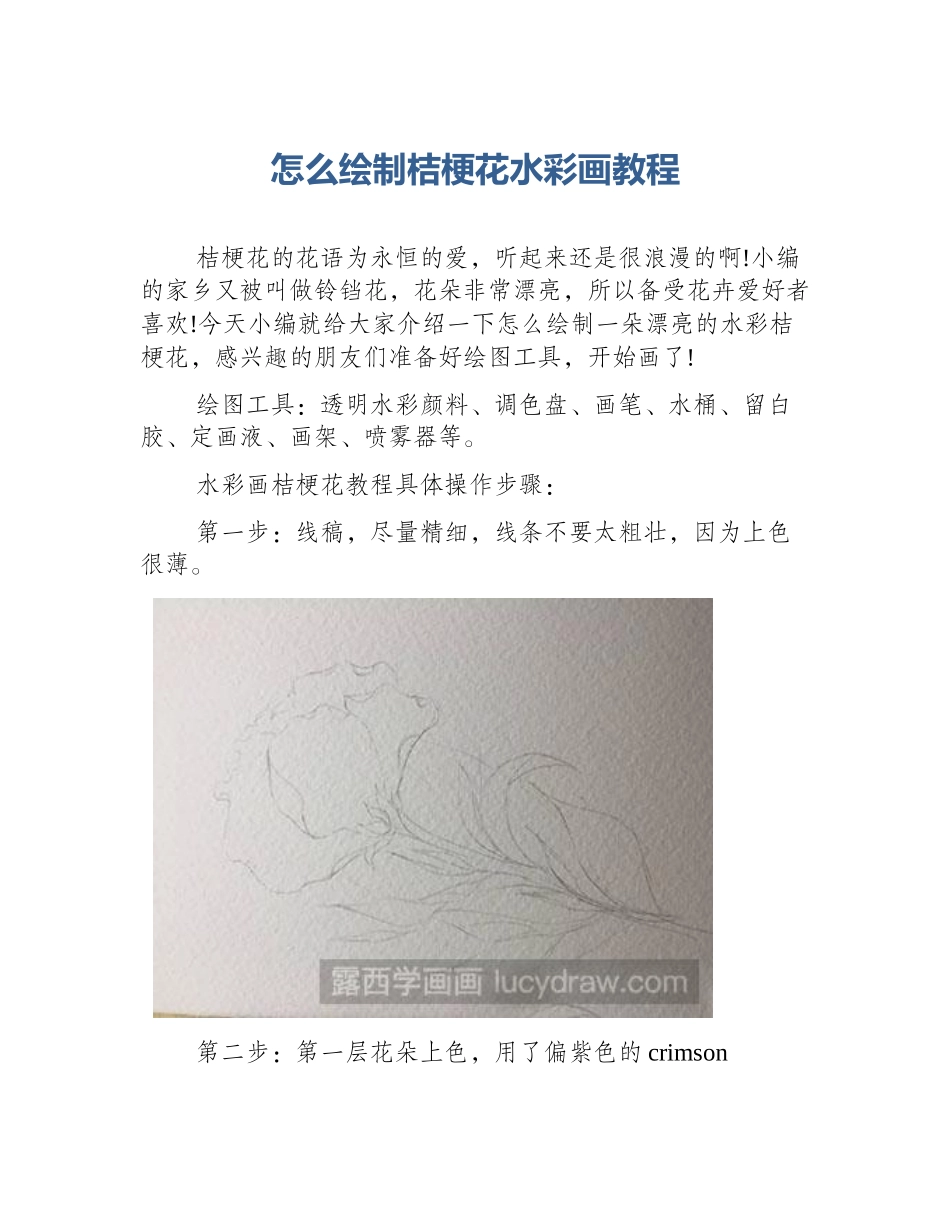 怎么绘制桔梗花水彩画教程_第1页