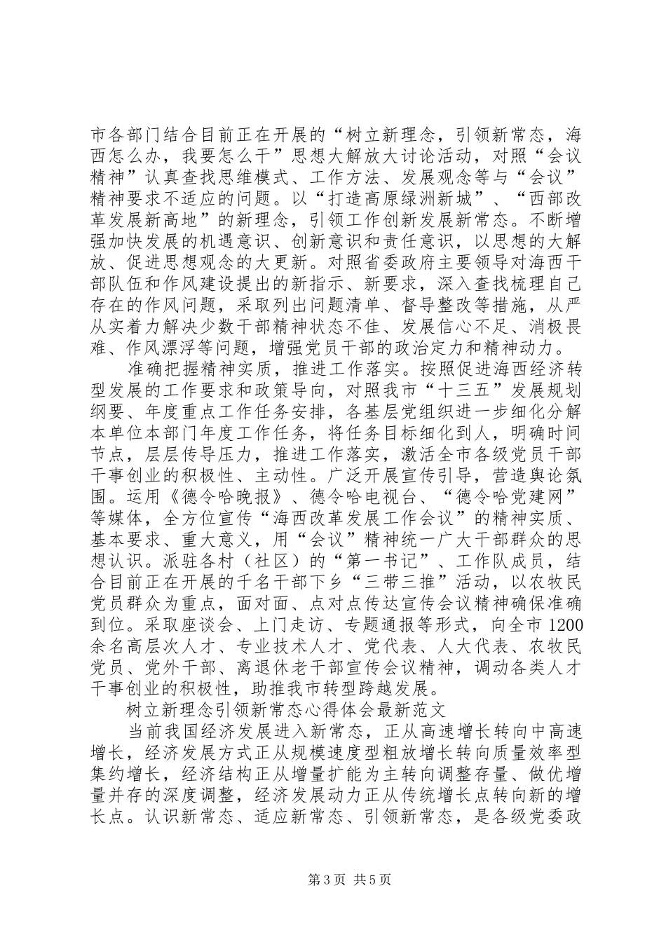 树立新理念引领新常态心得体会3篇_第3页