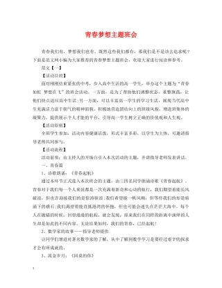 青春梦想主题班会 