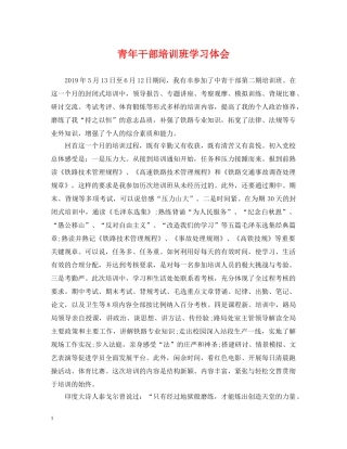 青年干部培训班学习体会 