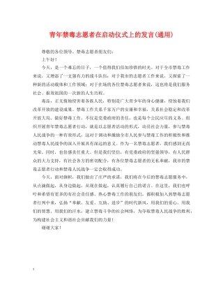 青年禁毒志愿者在启动仪式上的发言(通用) 