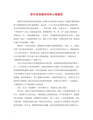 青年优秀教师拜师心得感受 