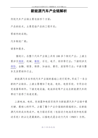 新能源汽车产业链解析