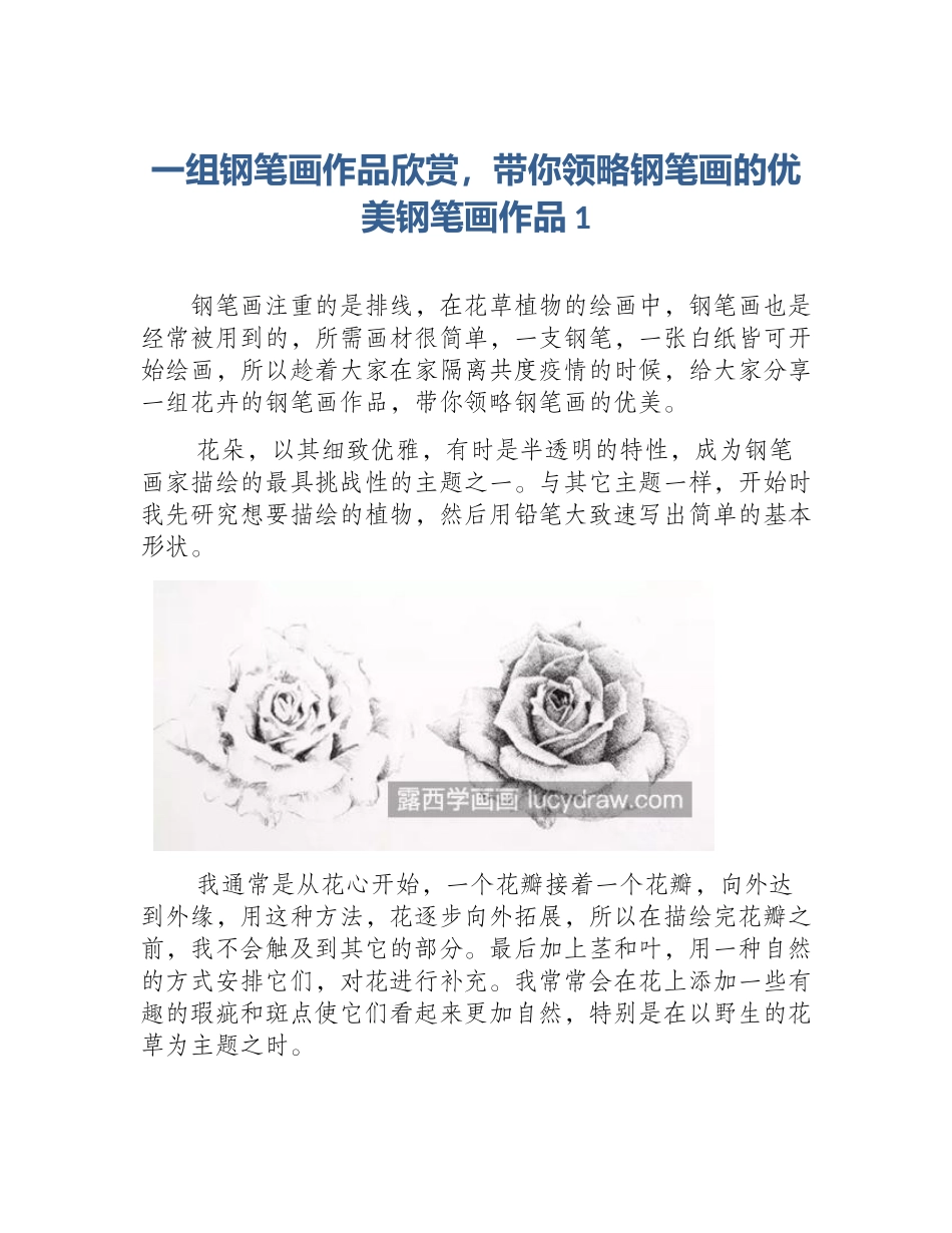 一组钢笔画作品欣赏，带你领略钢笔画的优美钢笔画作品1_第1页