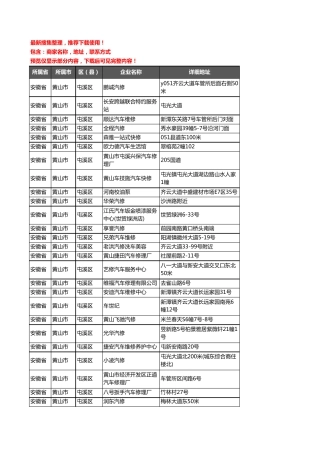 新版安徽省黄山市屯溪区汽车维修企业公司商家户名录单联系方式地址大全精品