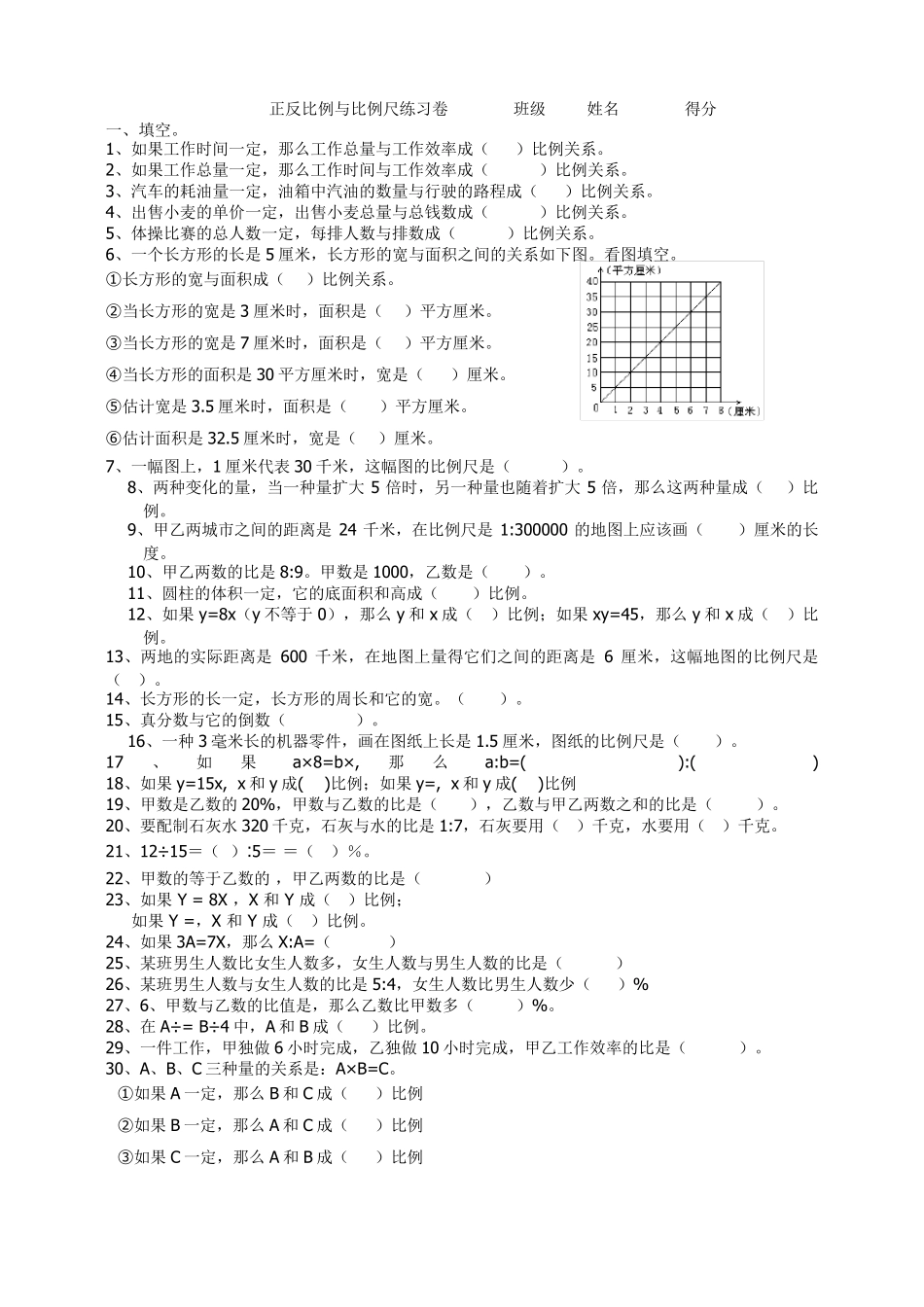 正反比例与比例尺应用题的练习题 _第1页