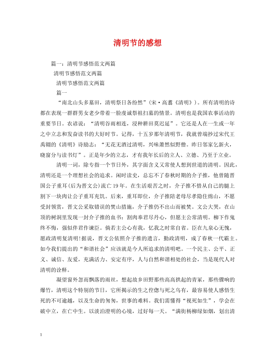 清明节的感想2 _第1页