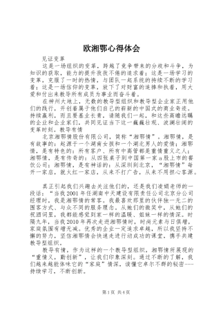 欧湘鄂心得体会