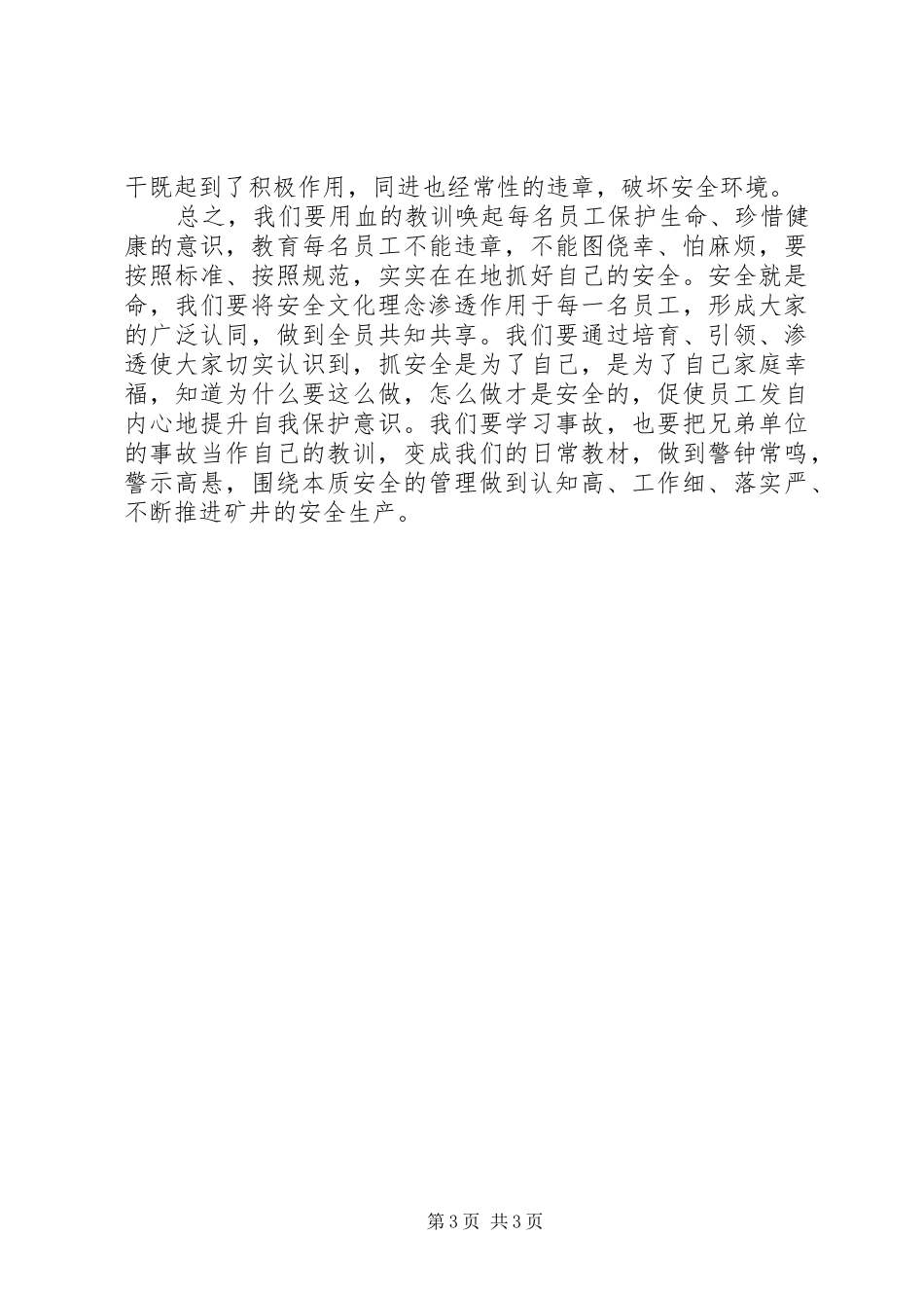 煤矿安全大讨论心得_第3页