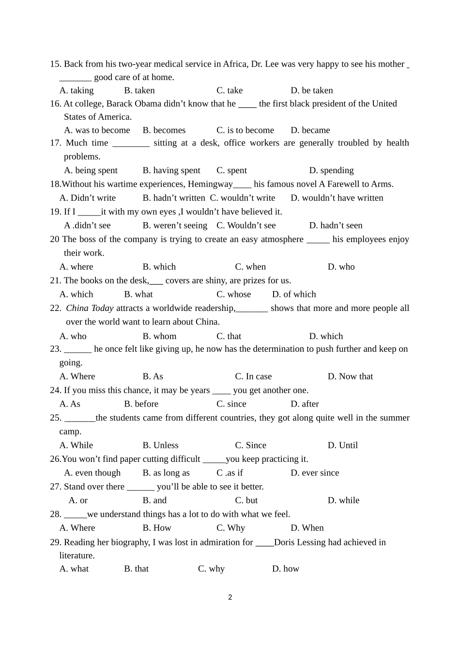 高三英语期初测试题8.30_第2页
