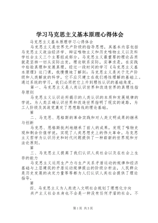 学习马克思主义基本原理心得体会