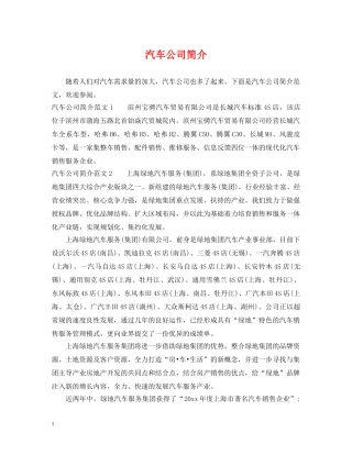 汽车公司简介 