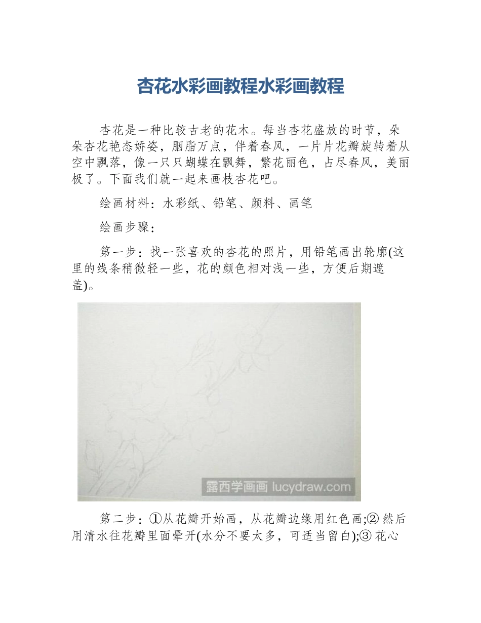 杏花水彩画教程水彩画教程_第1页