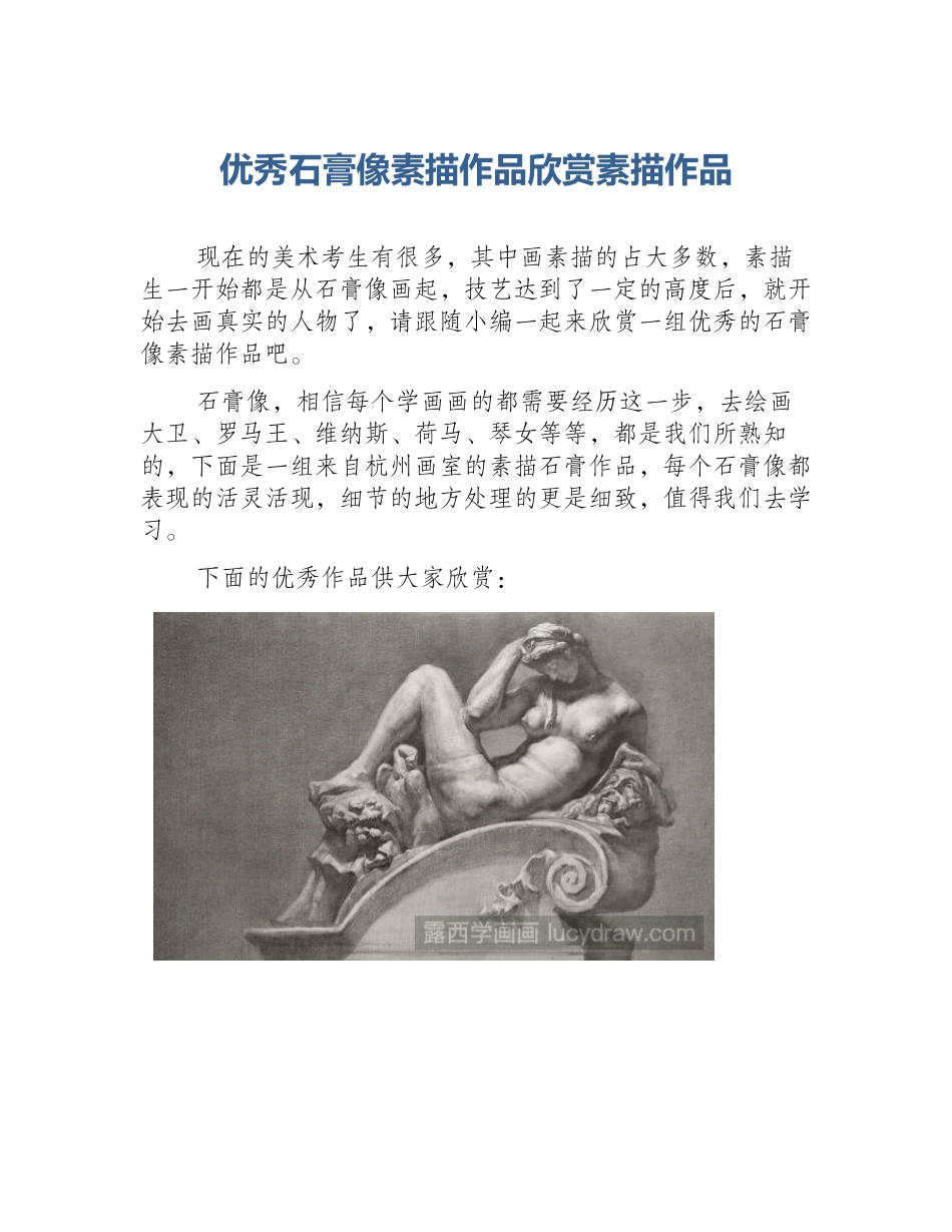 优秀石膏像素描作品欣赏素描作品_第1页