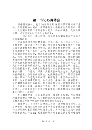 第一书记心得体会