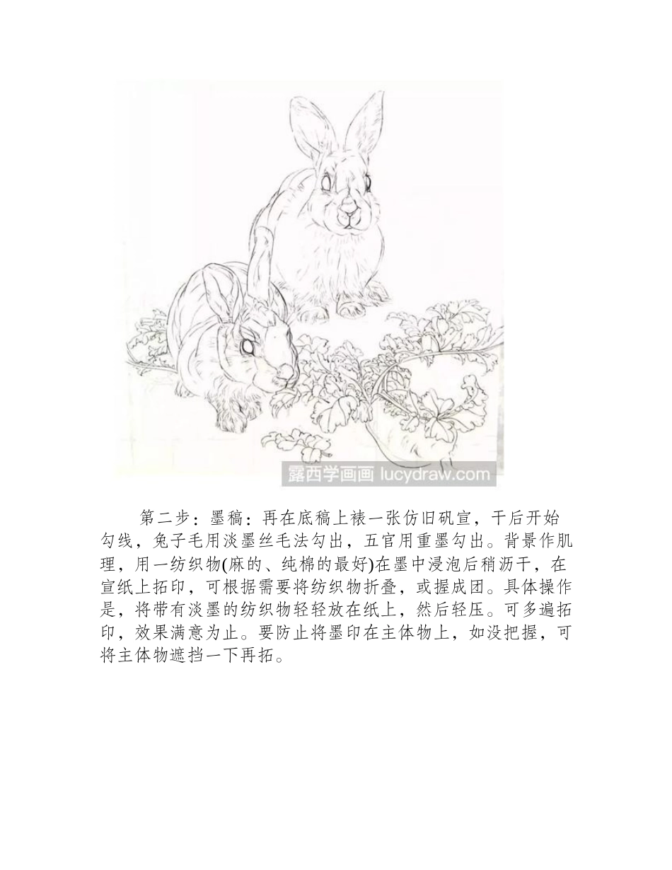 小兔子怎么画_兔子工笔画步骤分解工笔画教程_第2页