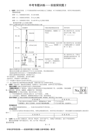 中考化学专项训练——实验探究题2(19道题-含参考答案)
