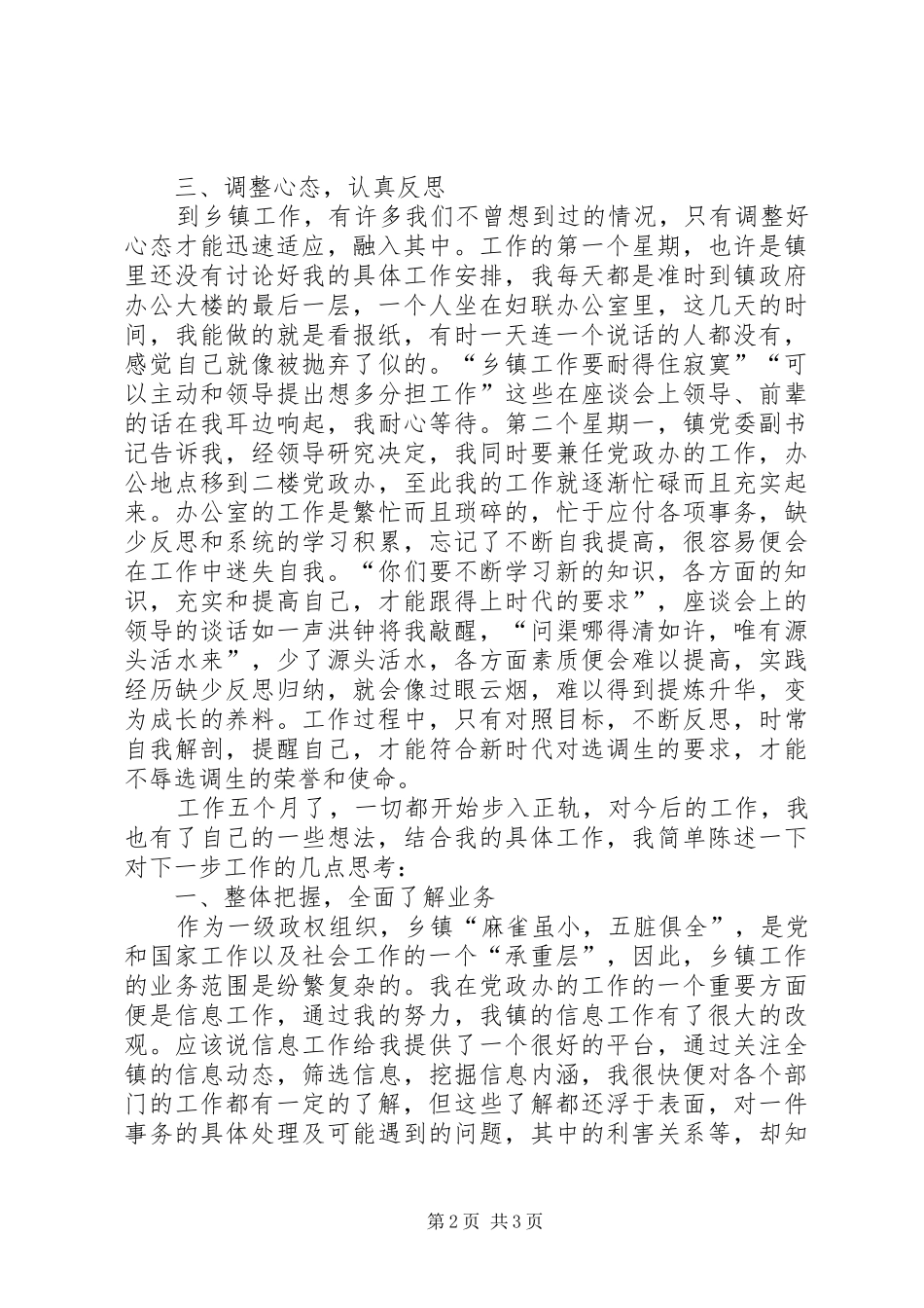 选调生乡镇工作心得体会_第2页