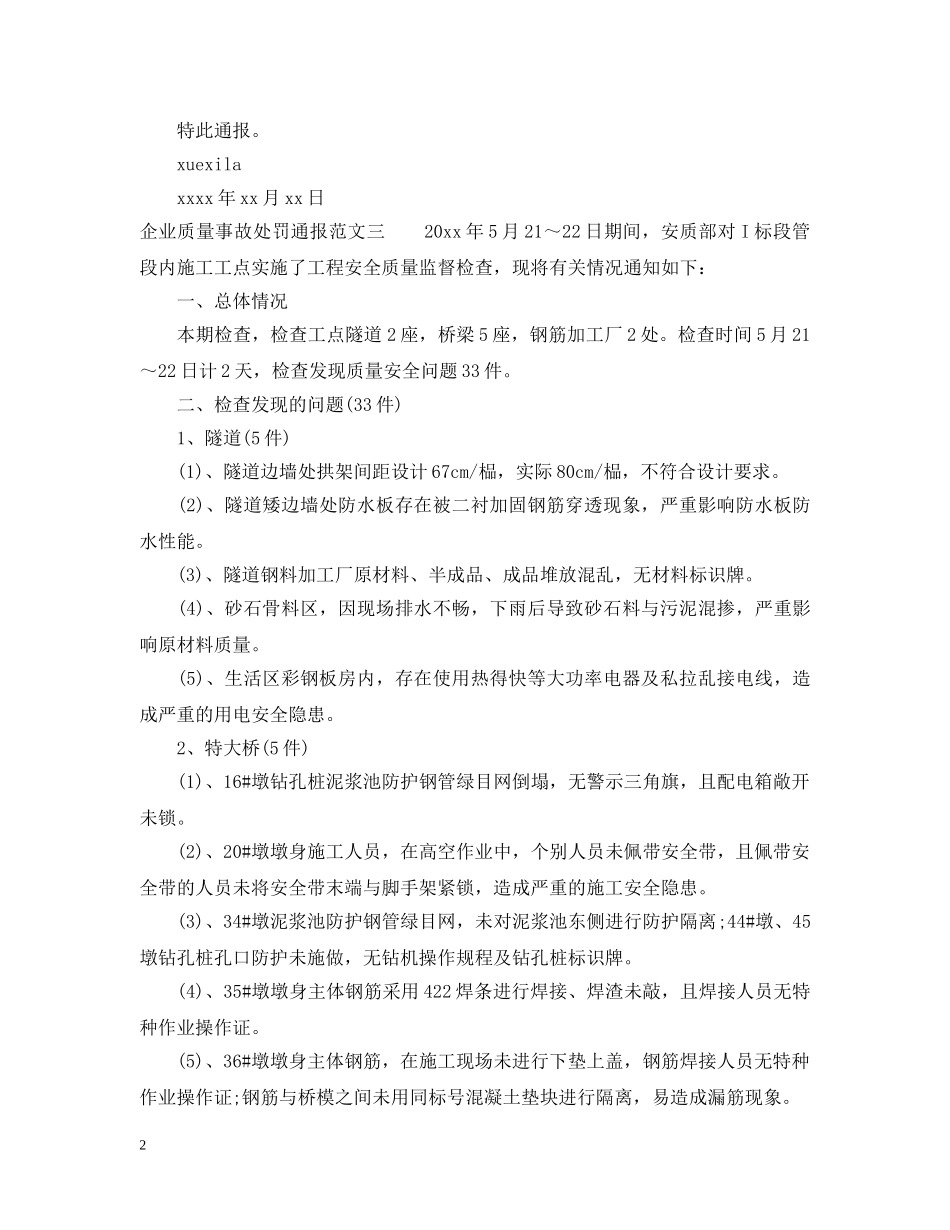 企业质量事故处罚通报_第2页