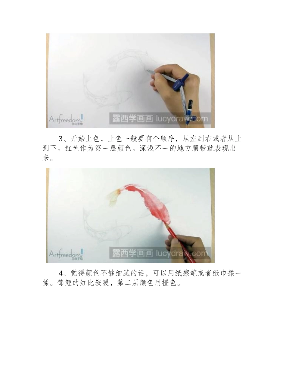 怎样画两条彩铅锦鲤彩铅画教程1_第2页