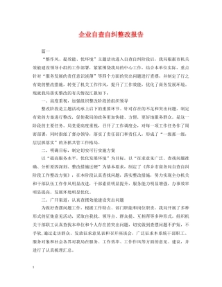 企业自查自纠整改报告